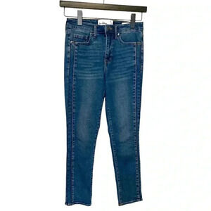 Sam Edelman High Rise Skinny Ankle  Jean w 2 Faux Crystals Panel On Each Leg